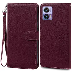 Silicone Leather Flip Wallet Phone Case - Elegant and Durable Cover for Moto Edge 30 Neo (Wine Red-Strap)