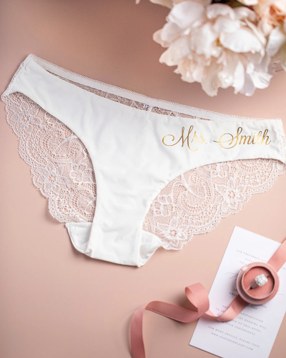 Custom Bride Panties Personalise Lace Wedding Underwear Bridal