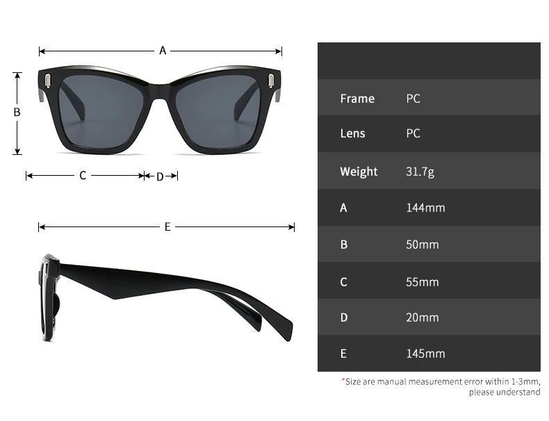 R57189 Marken designerin Frauen Lesebrille Mode Quadrat Presbyopic Brille Dioptric 0.5 ~ 3,5 Vintage Niet Brille – Detail 5