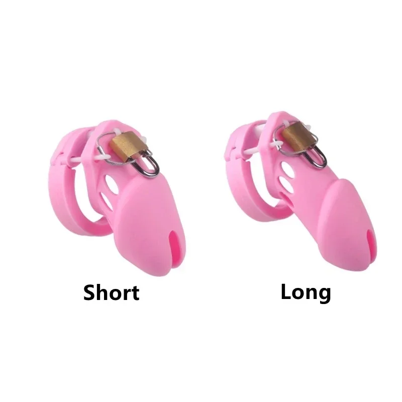 New Upgraded Silicone Male Cock Chastity Cage with 5 Sizes of Penis Rings To Prevent Cheating Short/Long Cock Cage Adult Product