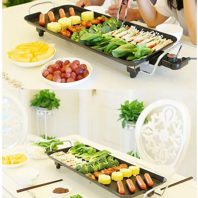 220V 1200W Electric Ovens Smokeless Nonstick Barbecue Machine Household Electric hotplate BBQ Tools Teppanyaki Grilled Meat Pan 3