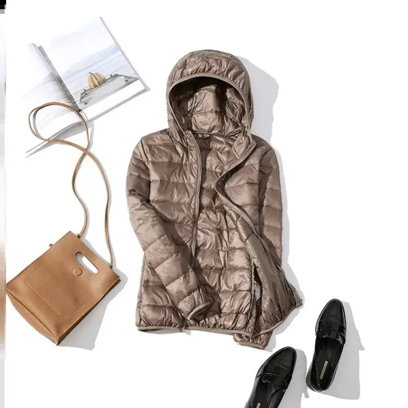 Down Winter Warm Hooded Feather Puffer Jacket For Girl Short Spring Autumn Coat Female Women 8XL for Big Size Duck down jackets