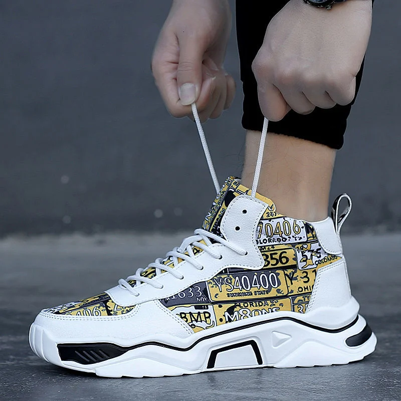 Sneakers Alte Herren Schuhe Herbst Brush Form Atmungs Graffiti (Und Pu Mann Schuh Tenis Masculino Zapatillas Hombre