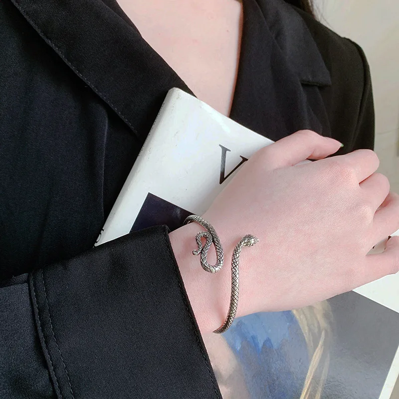 New Arrival Trendy Snake Animal Design Retro Thai Silver Female Bangle For Women Hand Jewellery Accessories Never Fade 4