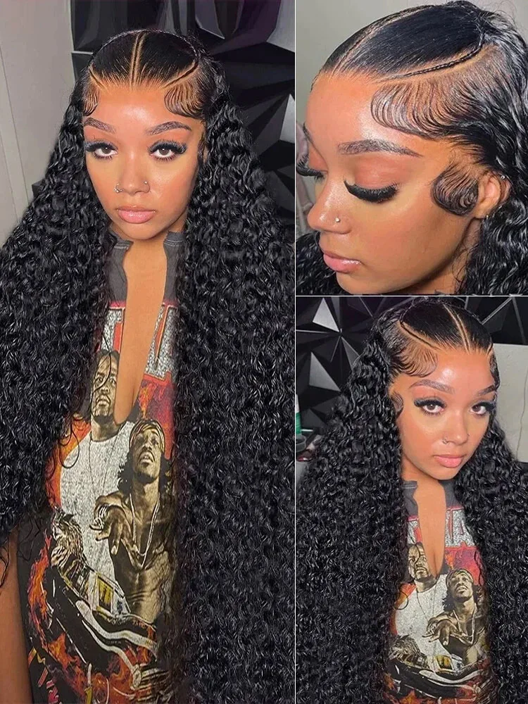 16 40 Inch 250% Density Jerry Curly 13x4 Lace Front Wigs Human Hair 13x6 HD Transparent Deep Curly Lace Front Wig