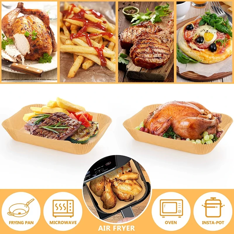 Rectangle Disposable Airfryer Baking Paper Liner Waterproof Oilproof Non-Stick Baking Mat Ninja Foodi Air Fryer Accessories