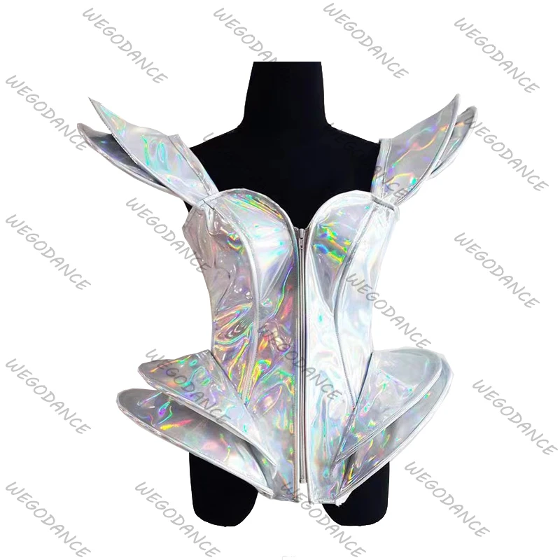 Nightclub Gogo White Laser Sexy One Piece Stage Performance DS Dance Bodysuit