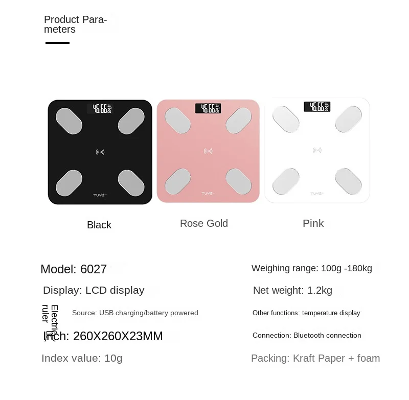 Intelligent Body Weight Scale Household Bluetooth Rechargeable Electronic Scale Human Body Weighing Healthy Weight