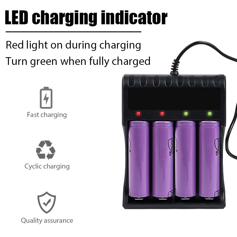 Universal 18650 USB Battery Charger 4 Slots Fast Charging Protection Rechargeable for 18650 14500 23500 Smart Lithium Charger
