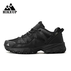 HIKEUP Men's Breathable Nonslip Outdoor Performance Sneakers - 42 (Black)