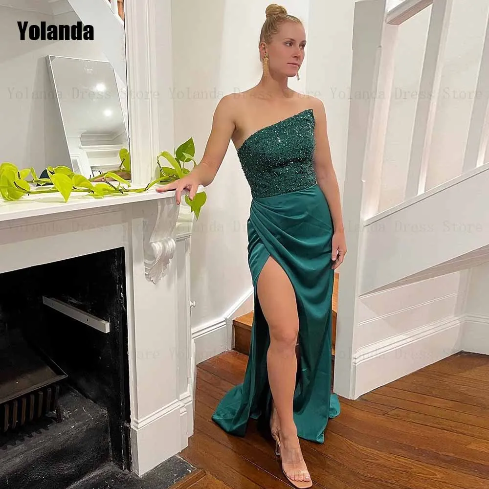 

Sexy Mermaid Wedding Dress 2024 New Design Strapless Front Split Paillette Sleeveless Bride Dresses Floor Length robe de mariée