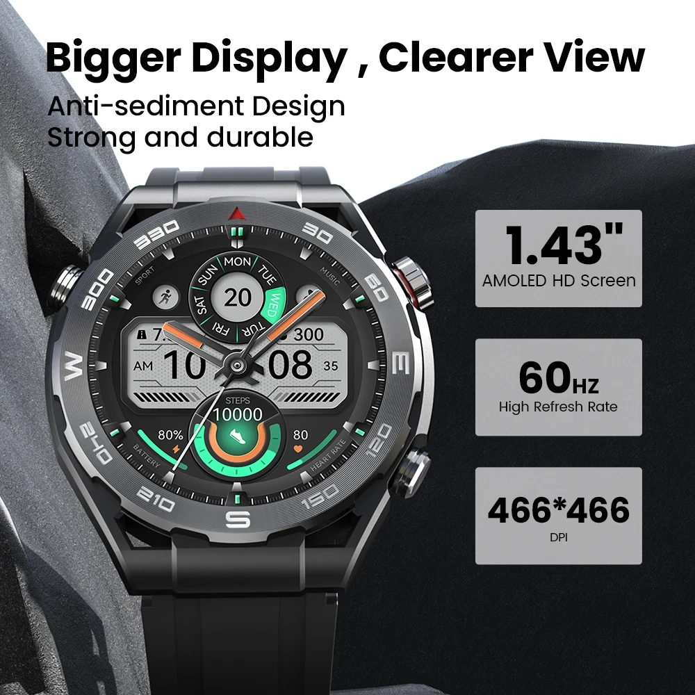 Smart Watch HAYLOU Watch R8 Smartwatch 1.43'' AMOLED HD Display Smart Watch Bluetooth Call & Voice Assistant Mulitary-grade Toughness