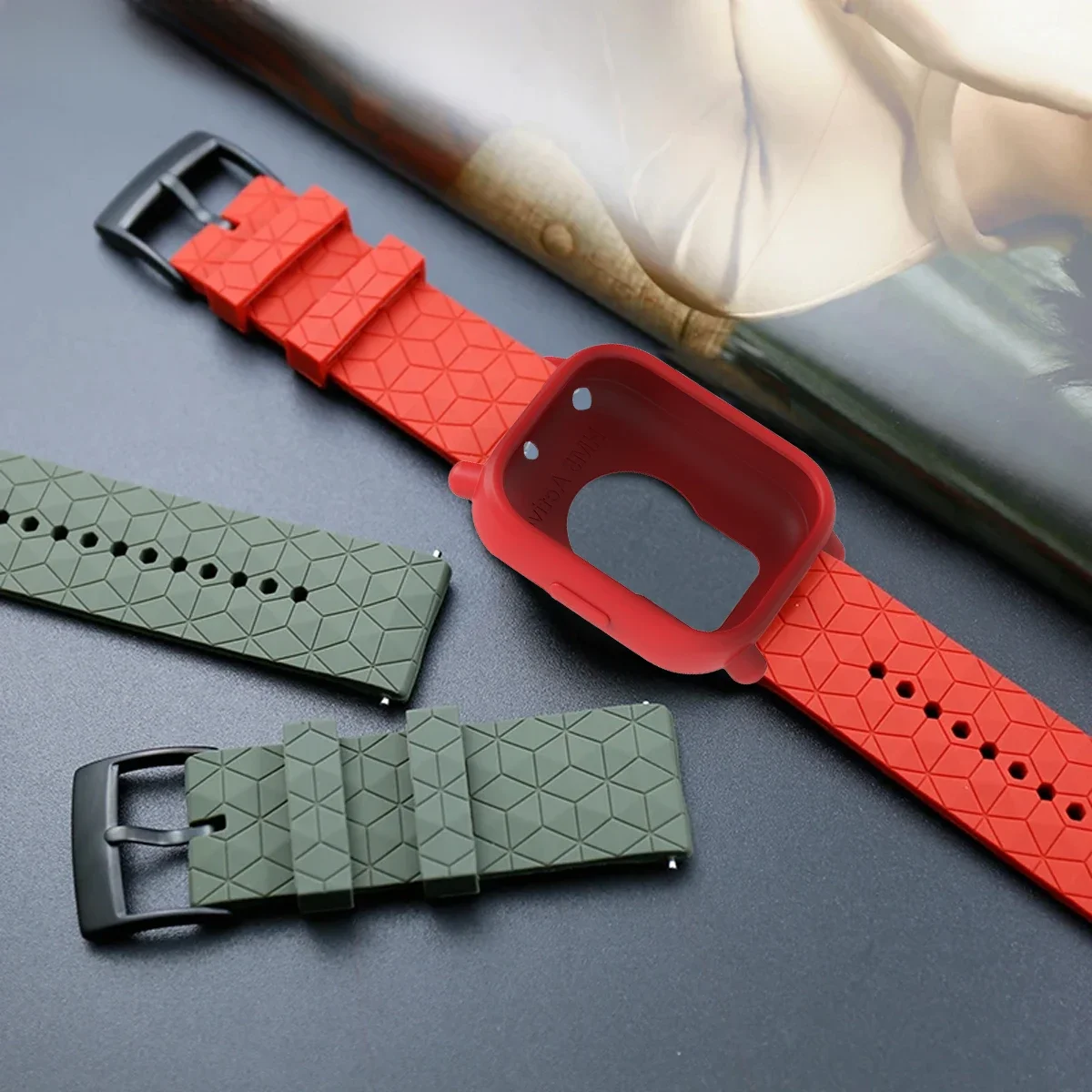 Enhanced Silicone Replacement Bracelet with Protective Shell Covers