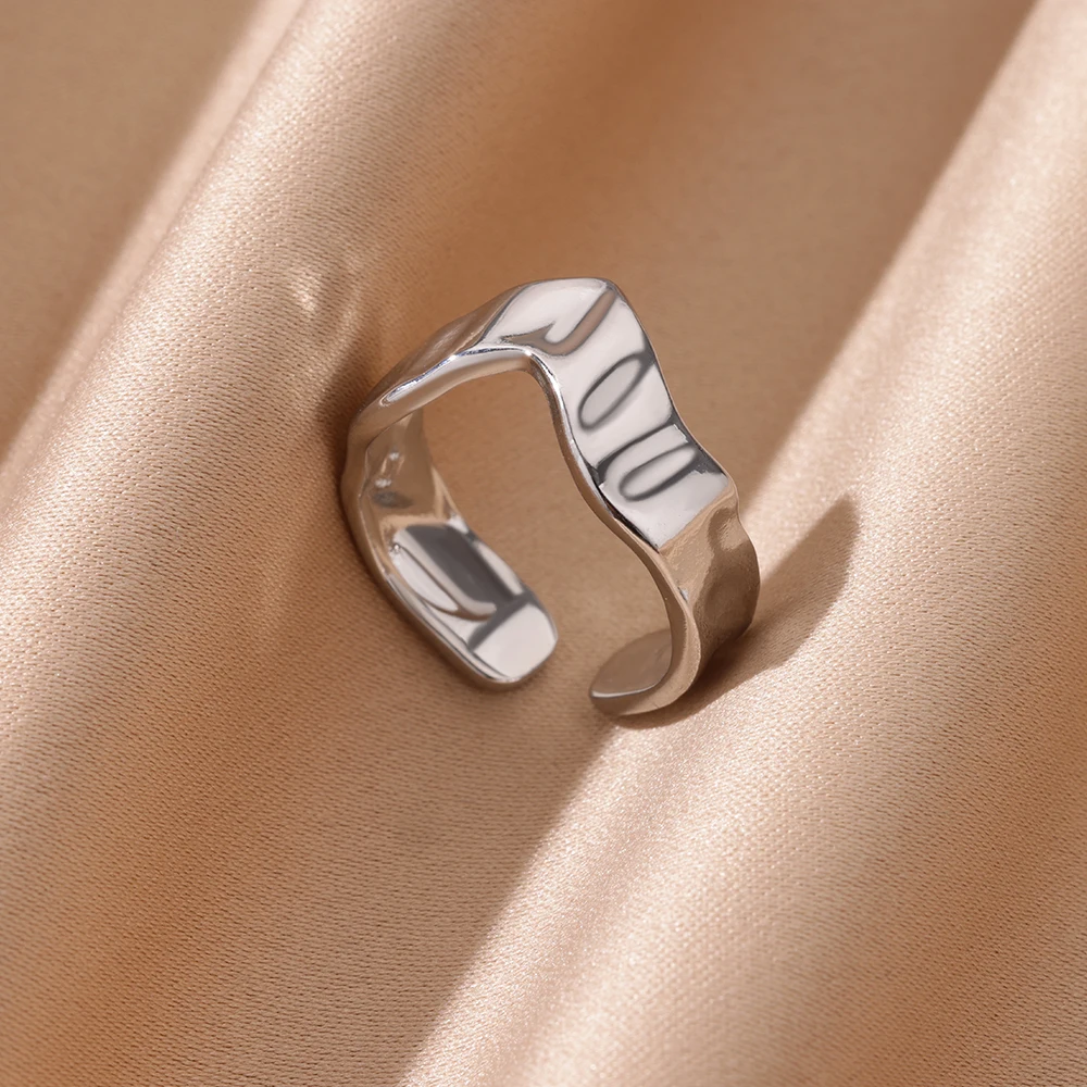 Stainless Steel Minimalist Open Rings For Women Wedding Aesthetic