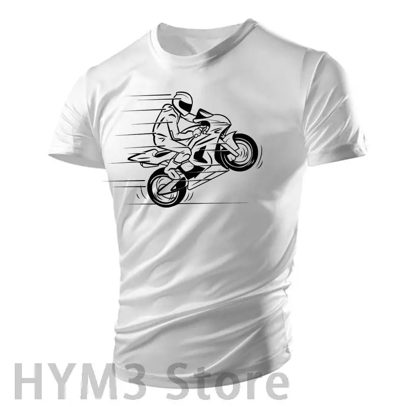 

New Fun Motorcycle 3d Printing Men's Tough Street Style T-shirt Fitness Party Running Breathable Light Sports Summer Top