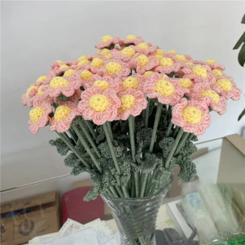 Hand-Woven Creative Knitting Bouquet Hand Knitting Sunflower Artificial Bouquet Decoration Fake Flowers 1/3Pcs knitting supplies knitting material knitting craft supplies