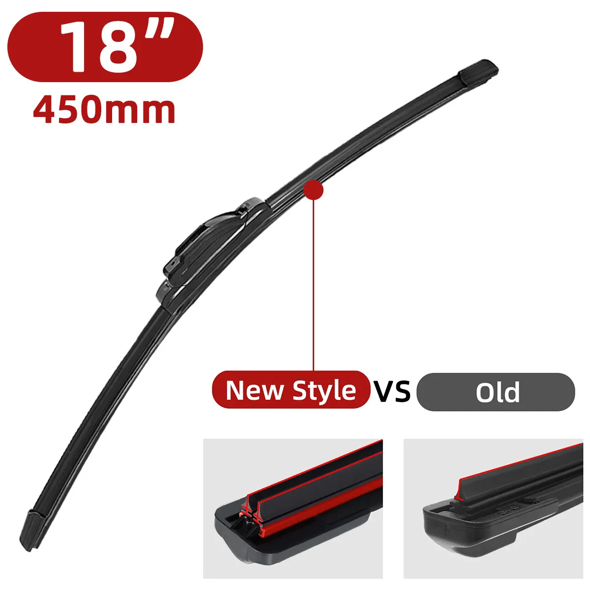 Limpiaparabrisas de coche con doble tira de goma, gancho en forma de J, tipo U, universal, sin soporte, 14 ", 16", 18 ", 19", 20 ", 21", 22 ", 24" y 26"