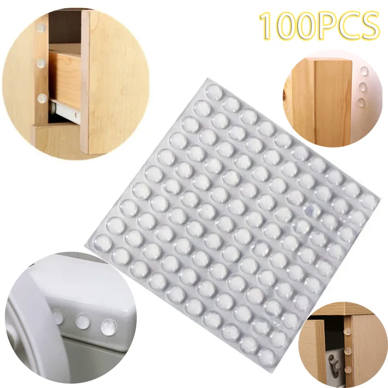 100Pcs Self Adhesive Door Stopper Rubber Damper Cabinet Bumpers Silicone Furniture Pads Cushion Protective Pads