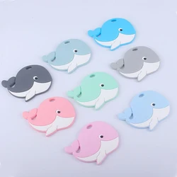 Mordedor de silicona con dibujos animados de ballena para bebé, cadena de chupete, collar, accesorios DIY para juguetes de dentición infantil, regalo, 1 unidad
