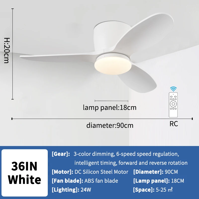 36 Inch Modern Low Floor Ceiling Fan Light Remote Control Living Room Bedroom Dining Room Ceiling Fan Pendant Light ceiling fan,led ceiling fan lights,led fan light