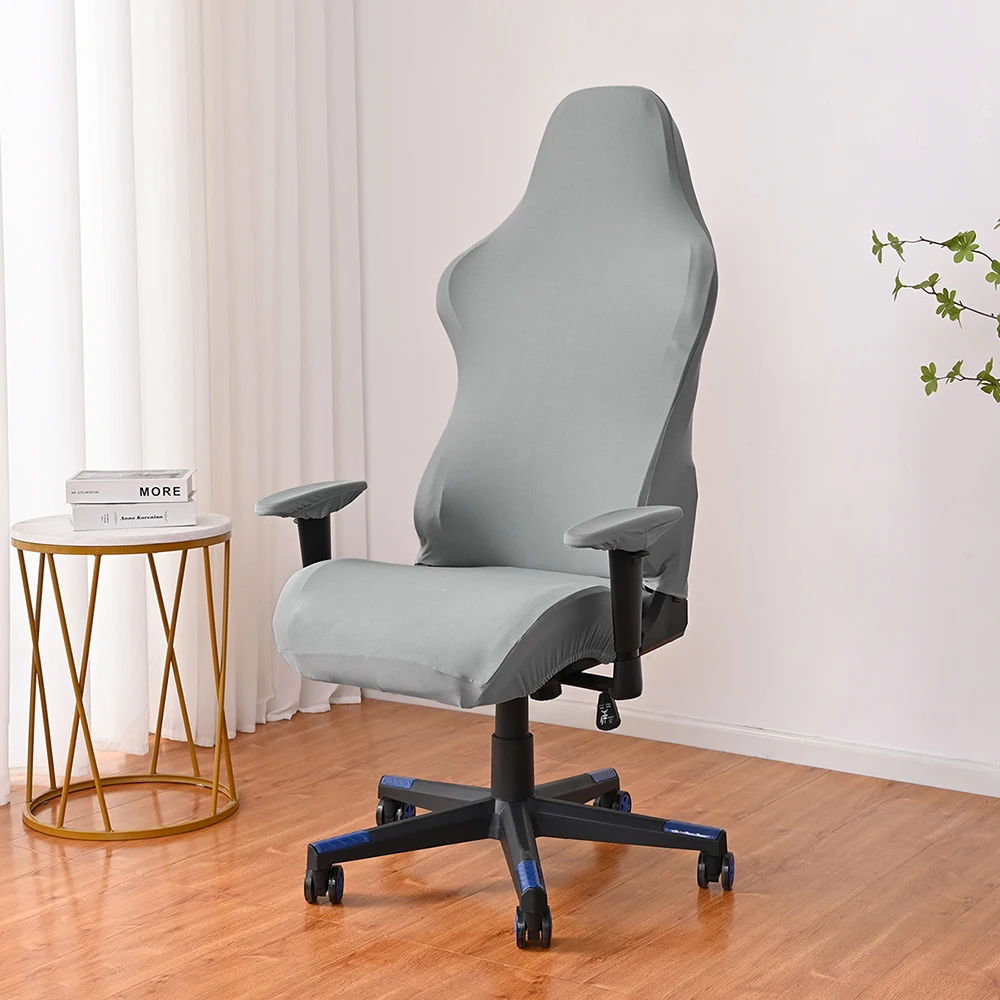 Chair Cover 1PC Black Milk silk solid color e-sports chair cover internet cafe sports seat chair cover dustproof elastic cover