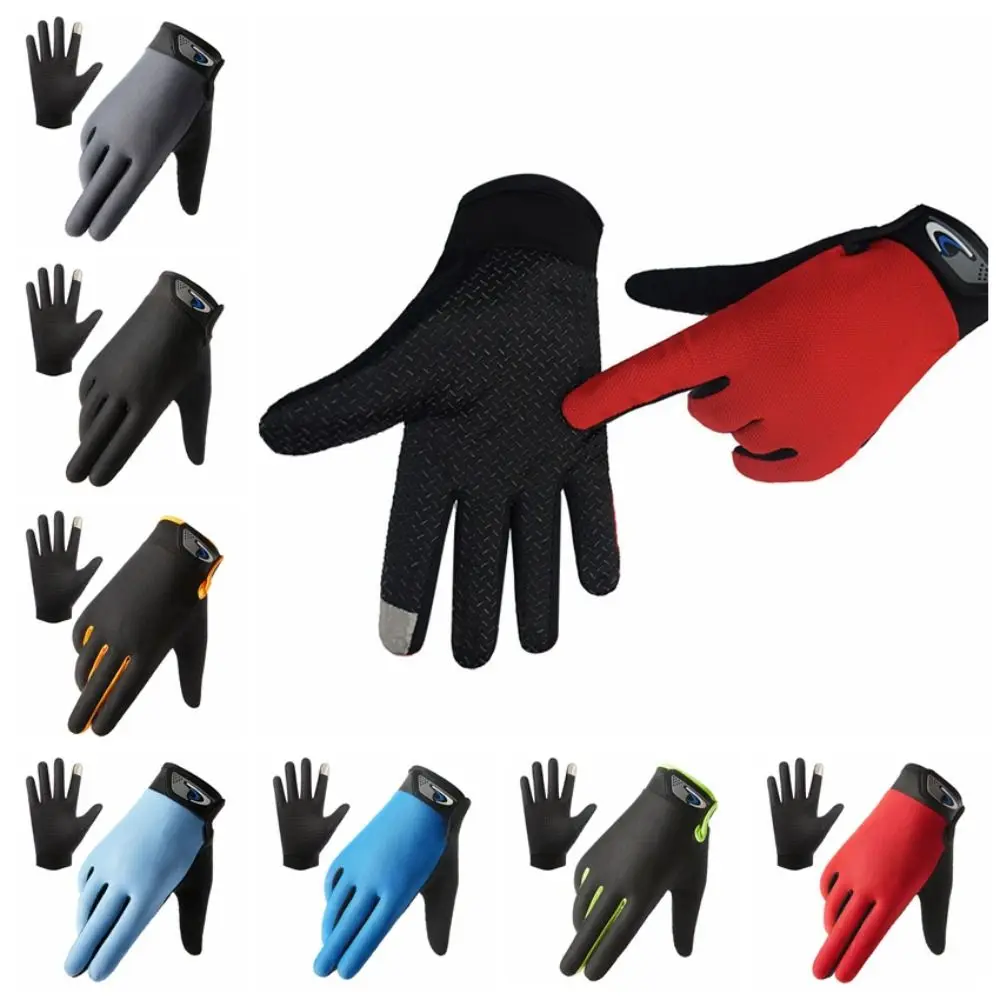Touch Screen Cycling Gloves Comfortable Full Finger Ice Silk Full Finger Gloves Thin Sun Protection Fishing Gloves Female