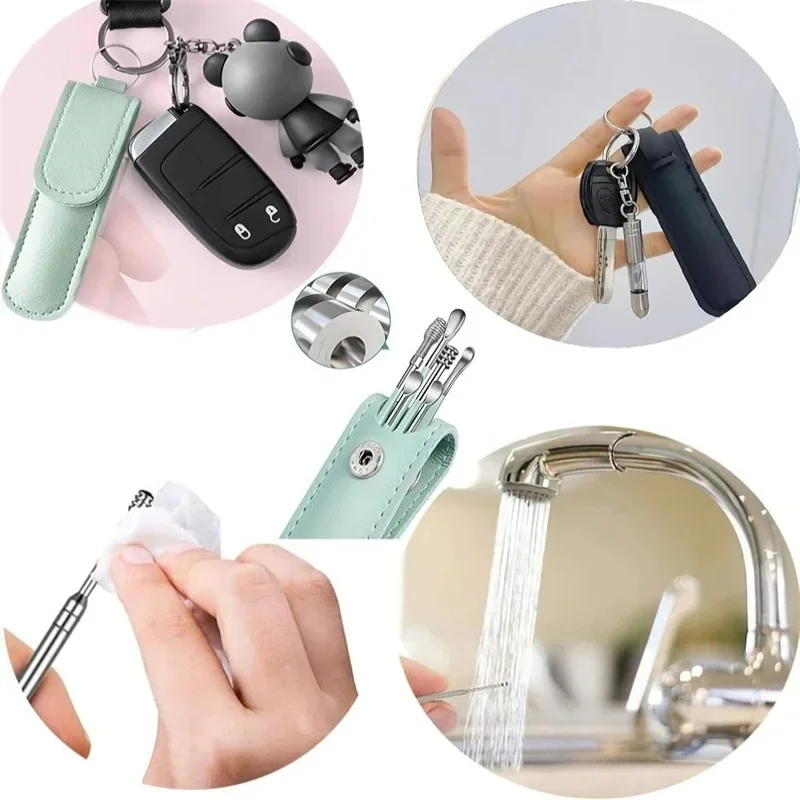 6PCS Earwax Remover Ear Cleaner Wax Removal Tool Earpick Sticks Curette Ear Pick Cleaning Ear Cleanser Spoon Health Care Earpick 5