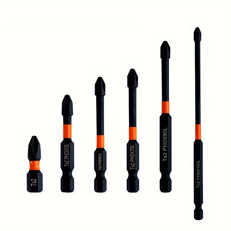 [Popular Choice] 6pcs PH2 Screwdriver Set Magnetic Batch Head Impact Strong Cross High Hardness 25/50/65/70/90/150mm