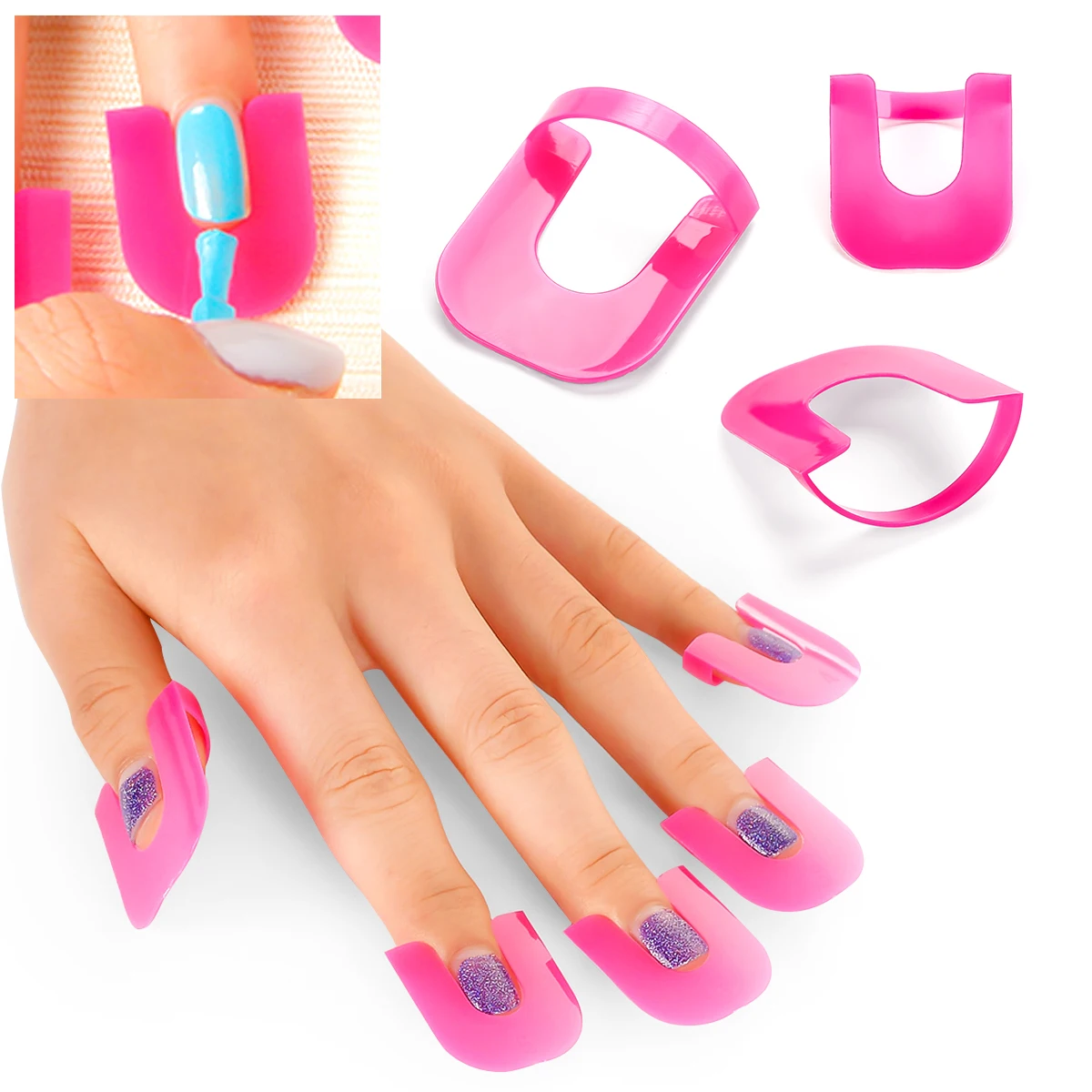 Nail Art Tools 26Pcs 10Sizes Glue Model Spill Proof Protector