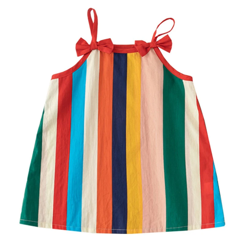 

Summer Clothings Kids Clothes Girl Fashion Stripe Cute Bow Print Sleeveless Cotton Sundress Baby Dresses Toddler Dress BC651