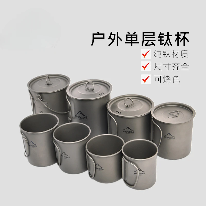 

Widesea-Titanium Camping Mug, Tourist Tableware, Picnic Utensils, Outdoor Kitchen Equipment, Travel Cooking Set, Hiking Cookware