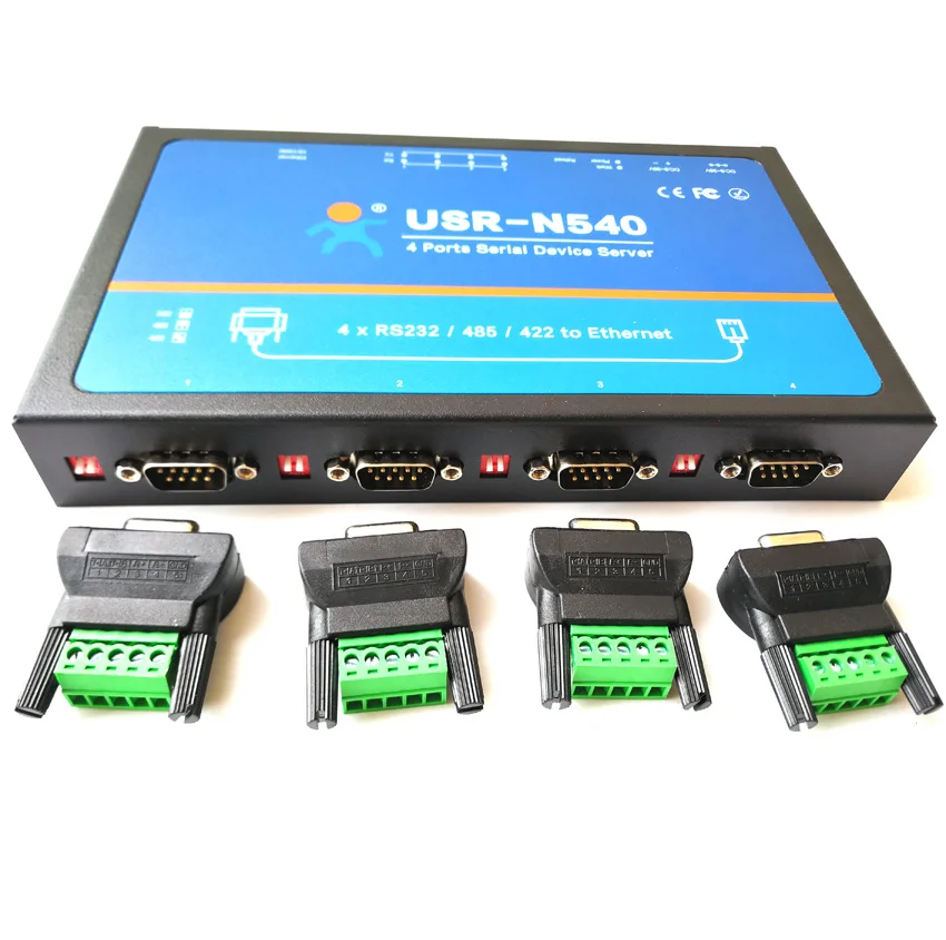 USR-N540 4포트 RS232 RS485 RS422-이더넷 RJ45 Modbus RTU 게이트웨이 직렬 장치 서버(SSL/TSL MQTT 포함)