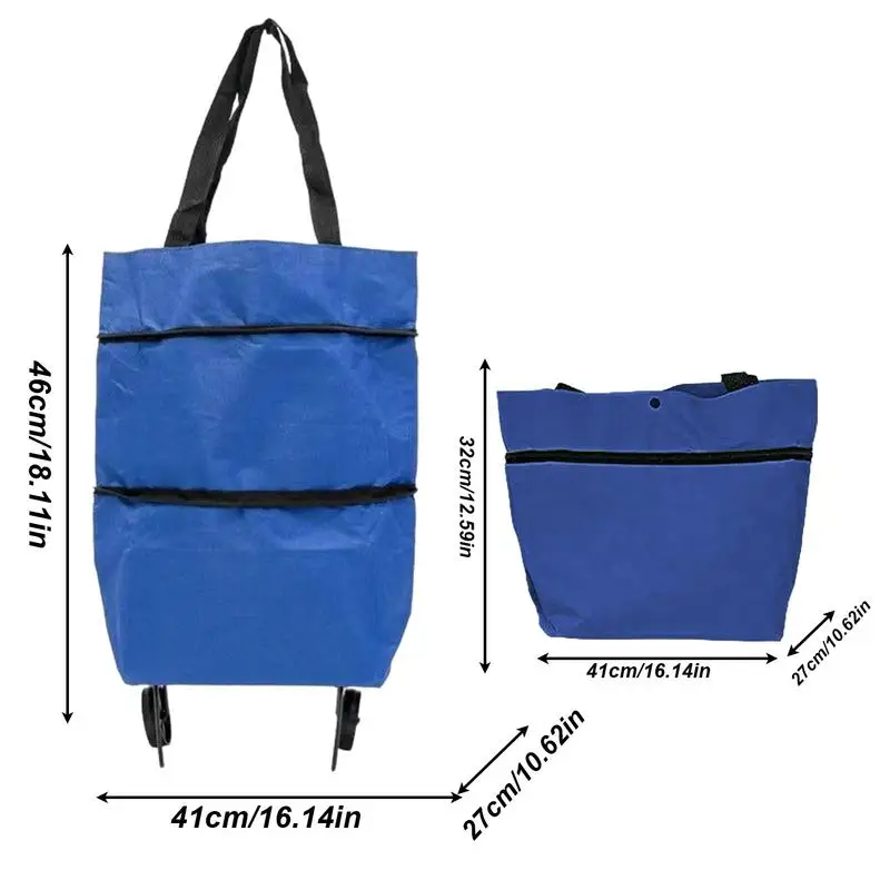 Foldable Utility Tote Bag Portable Trolley Bags Tote Grocery Cart 2 In 1 Large Capacity Bag Portable Shopping Reusable With