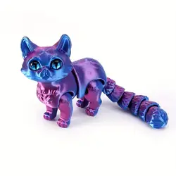 Vibrant Candy Cat 3D Printed Movable Action Figure Desktop Ornament & Birthday Gift (Multicolour)