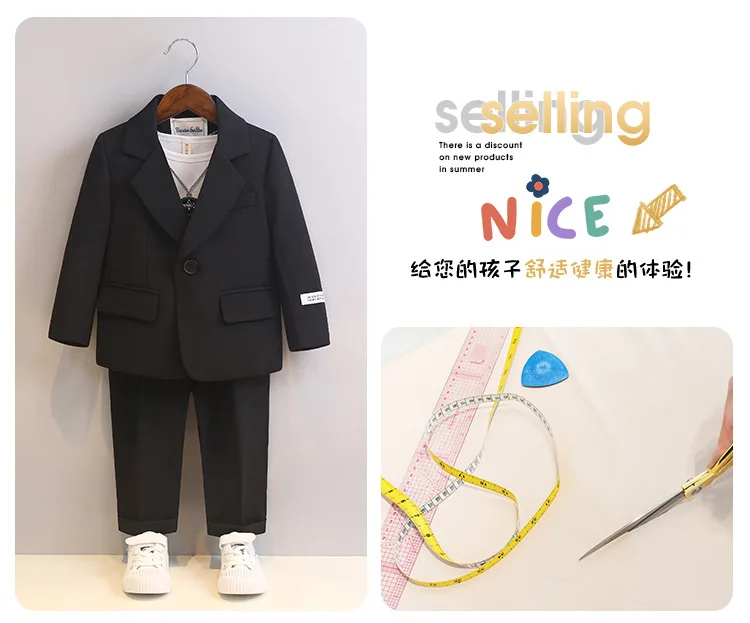 Tanie Dziecięcy wiosenny letni koreański garnitur zestaw chłopcy gospodarzem wydajność fotografia urodziny ślub sklep
