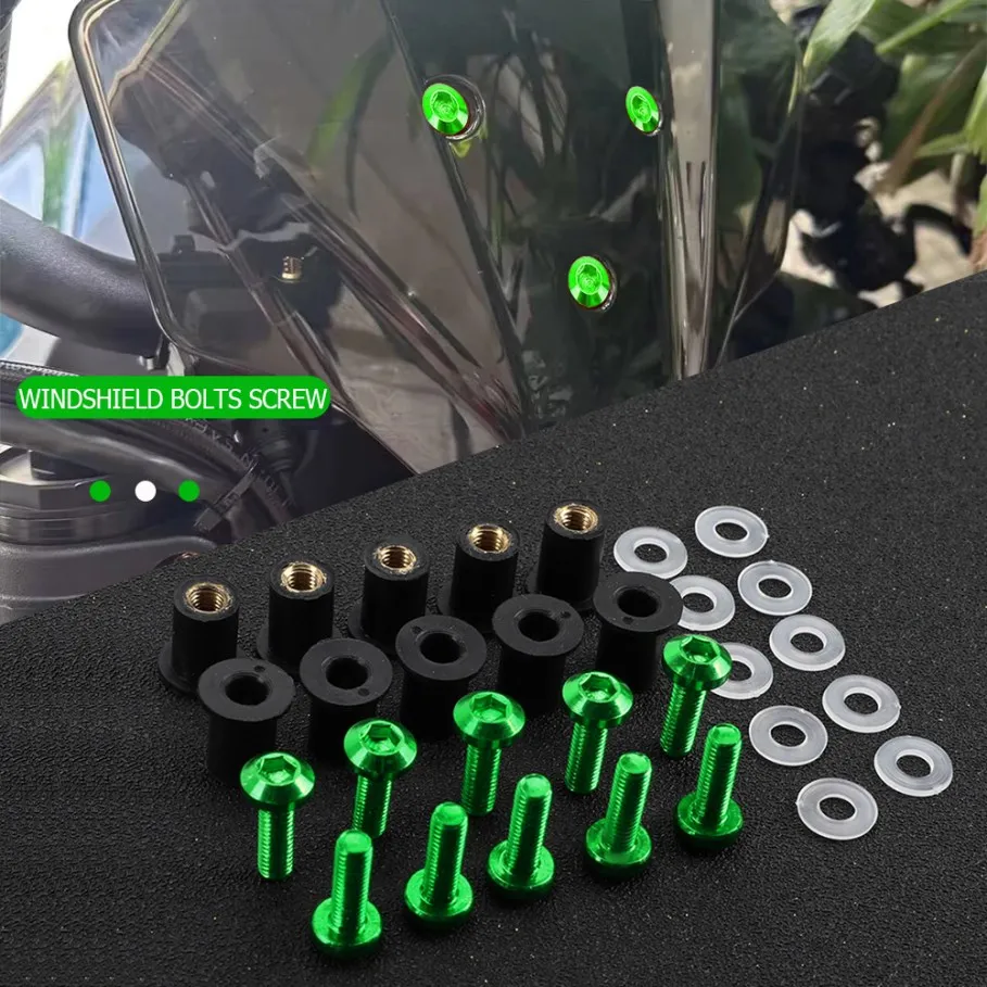 5mm 10PCS Windshield Bolts Screw Nut Fastener Kit For Kawasaki
