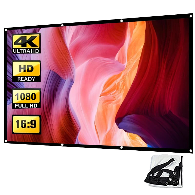Portable Double-Sided Projector Screen for Indoor & Outdoor Theaters, 150-Inch 16:9 Display