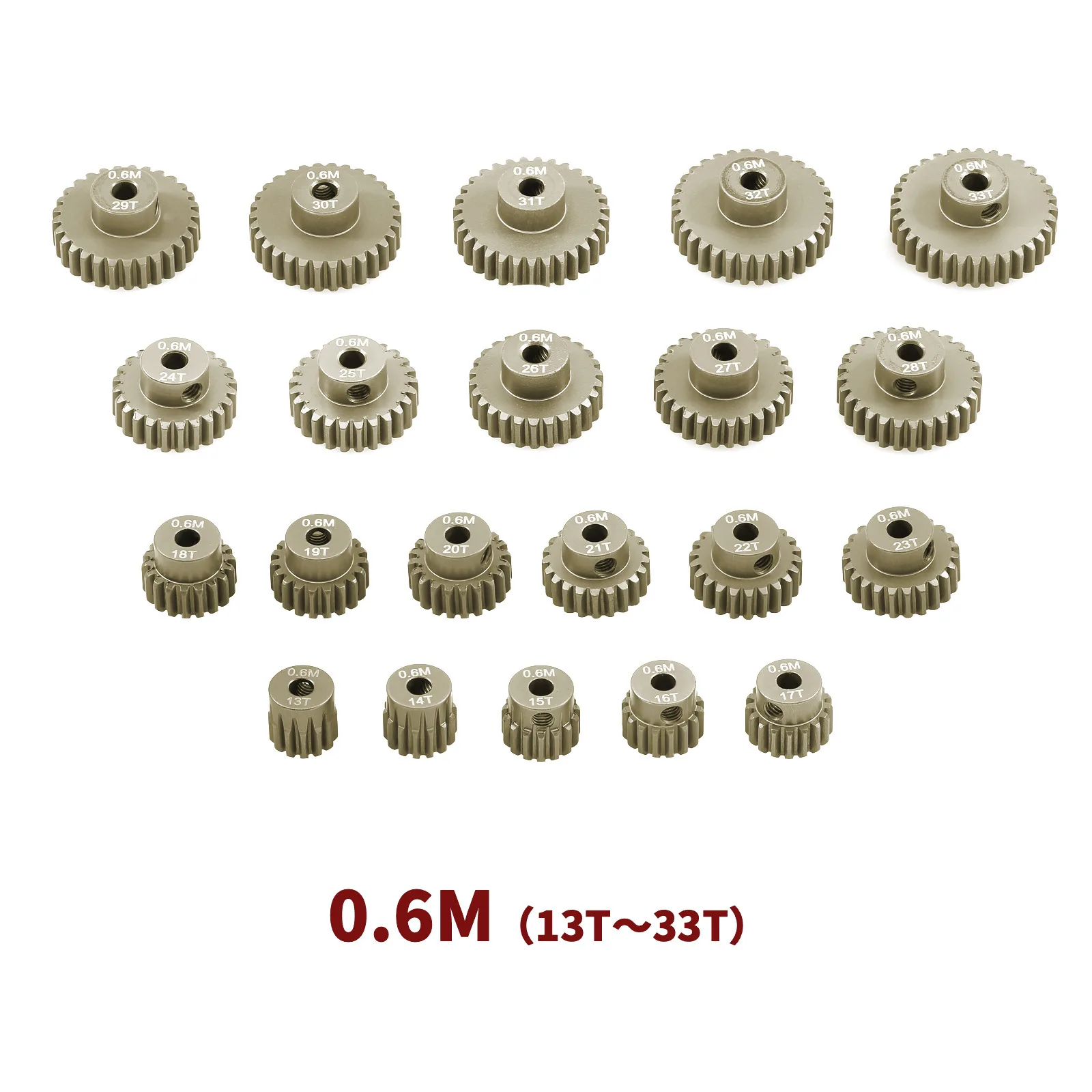 Pignon moteur RC 13T-33T blanc rouge jaune chocolat rose multi clair prune