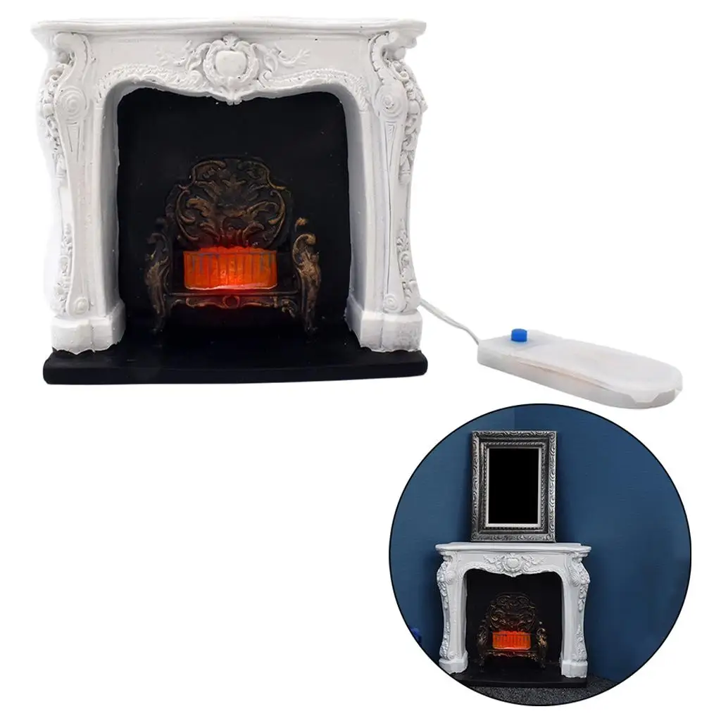 1/12 Miniature Fireplace Glowing Embers Furniture Scene Decoration