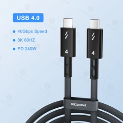 Premium USB4 Cable with LED Display - 8K/60Hz, 40Gbps, 240W PD Charging - 100cm 3.28Feet (USB4 balck)
