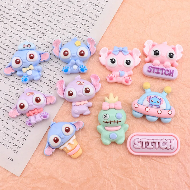 

10 Pcs New Disney Cute Stitzer Cartoon Animals Resin DIY Fashion Jewellery Party Phone Case Hairpin Accessories