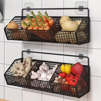 Wall Mounted Metal Wire Kitchen Storage Basket 1