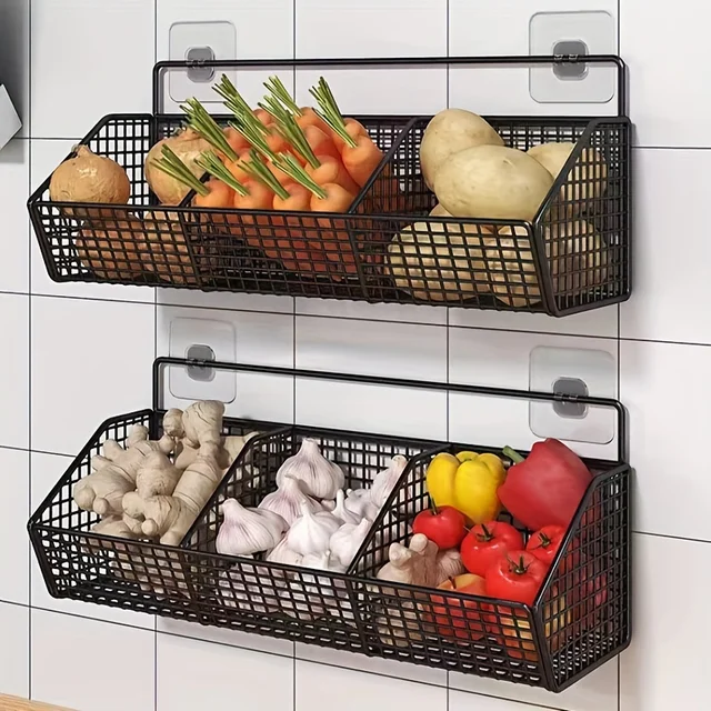 Wall Mounted Metal Wire Kitchen Storage Basket 1