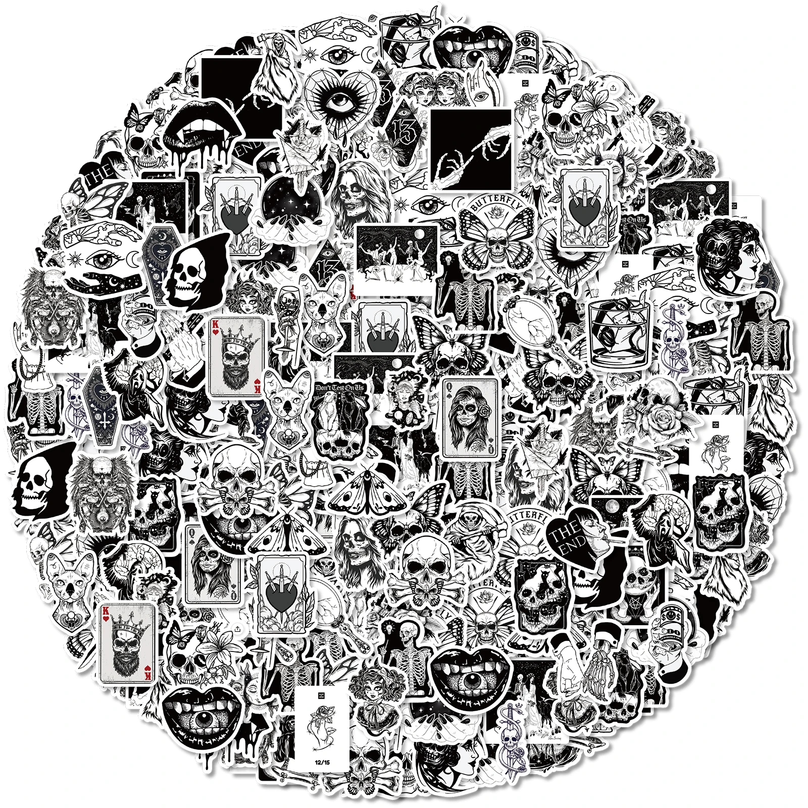 50 pz in bianco e nero personaggio dei cartoni animati adesivi Graffiti decorato Laptop valigia frigorifero chitarra giocattolo classico decalcomania fai da te
