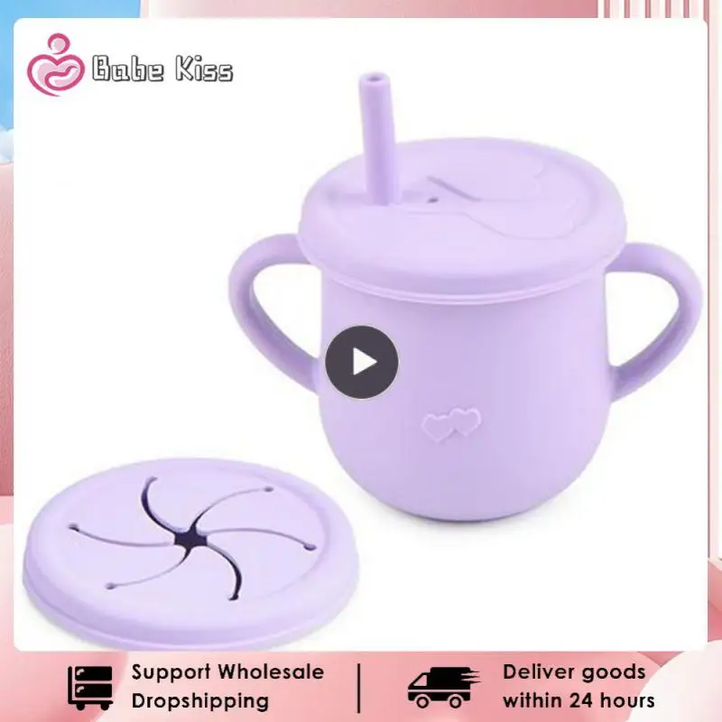

Детская силиконовая чашка с соломинкой, посуда для напитков, детская чашка для обучения питьевой чашка, не горячая, герметичная