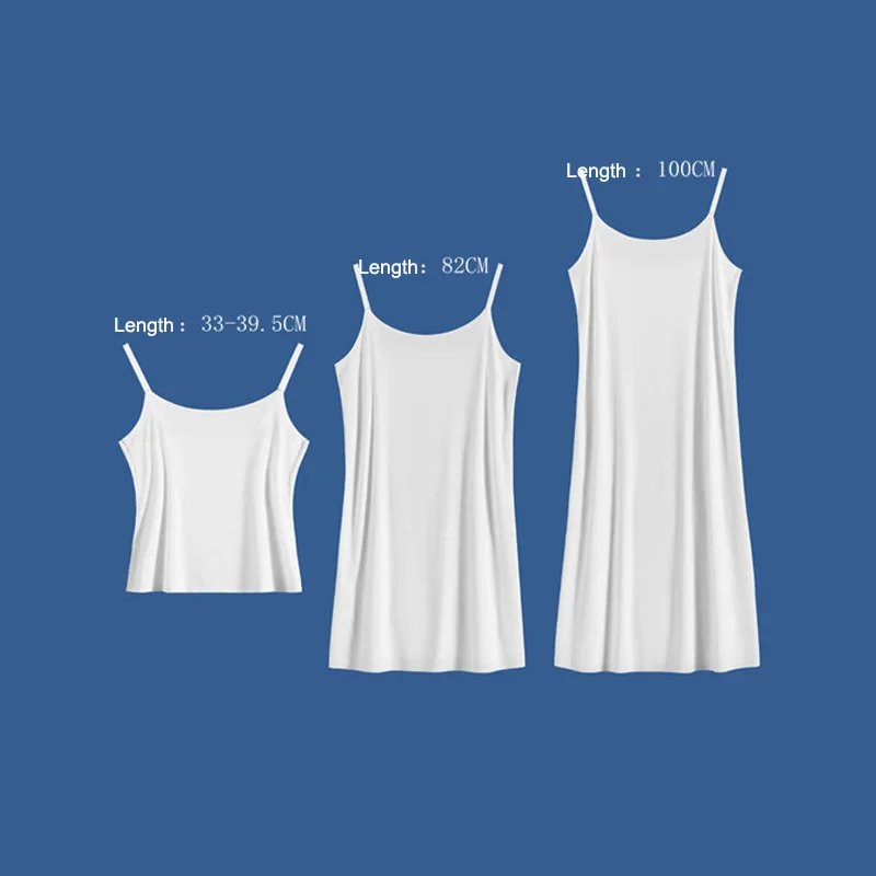 Description Picture 5 of itemSeamless Full Slip Dresses for Women Summer Plus Size Silky Petticoat Underskirt Dress Sleeveless Underwear Night Wear Ootd