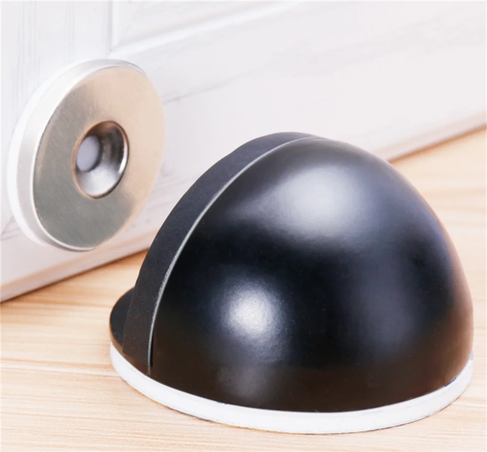 Stainless Steel Rubber Magnetic Door Stopper Non Punching Sticker Hidden Door Holders Floor Mounted Nail-free Stops door stopper magnetic door stopper