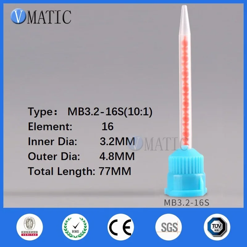 Factory Sell MB3.2-16S 10:1 Ratio Pointed Flat Head Mixing Tube Nozzle Mixture Overhead Mixers Static Mixer