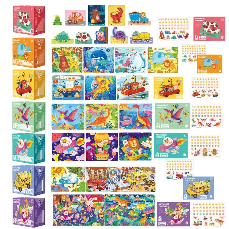 

Toddler Wooden Puzzles Leveled Puzzles for Ages 2-6 Preschool Learning Jigsaw Puzzles Travel Games and Travel Toy for Kids