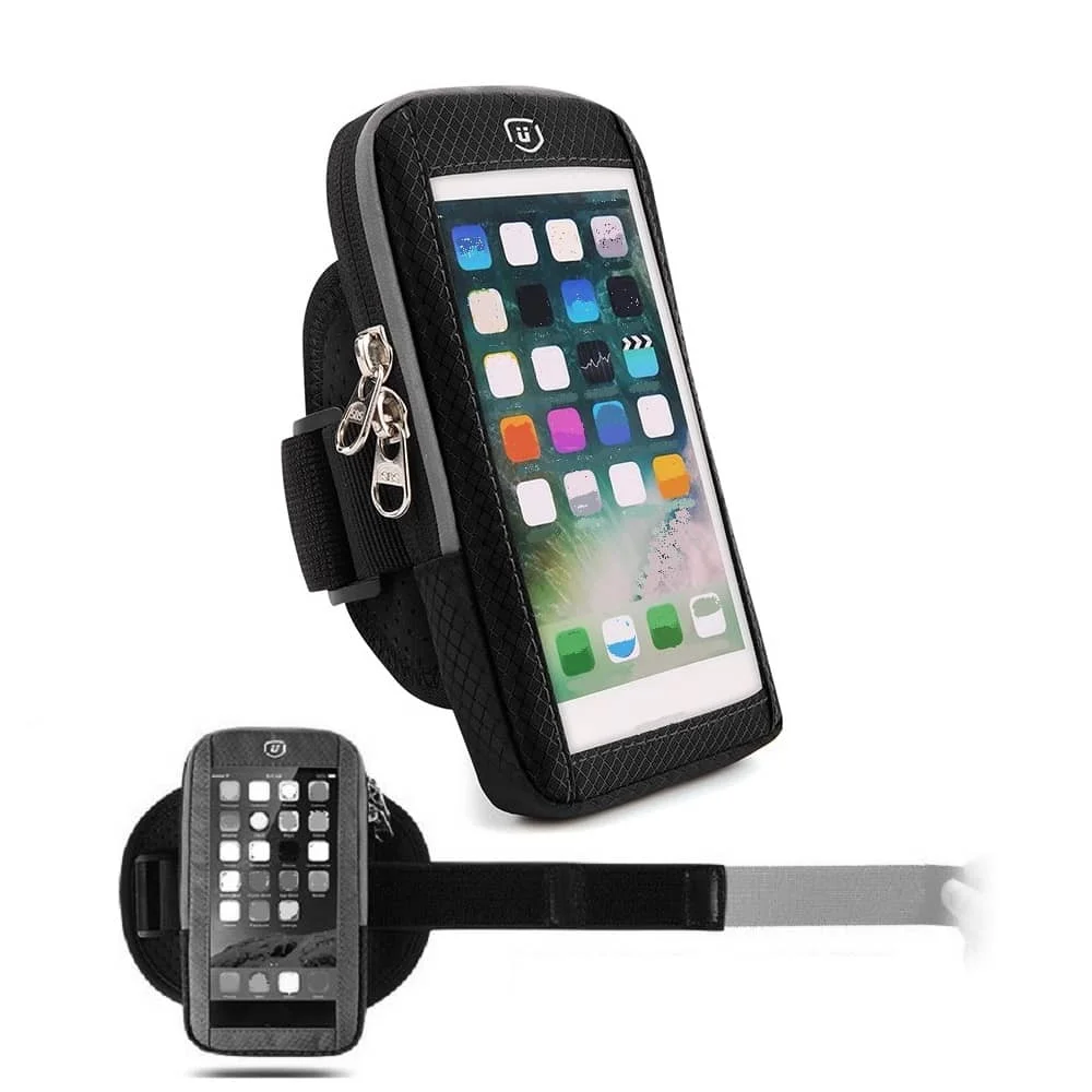 Per Nokia C2 Tava (2020) Finestra Riflettente Touch Impermeabile Sport Running Gim Ciclismo Fascia Da Braccio-Nero